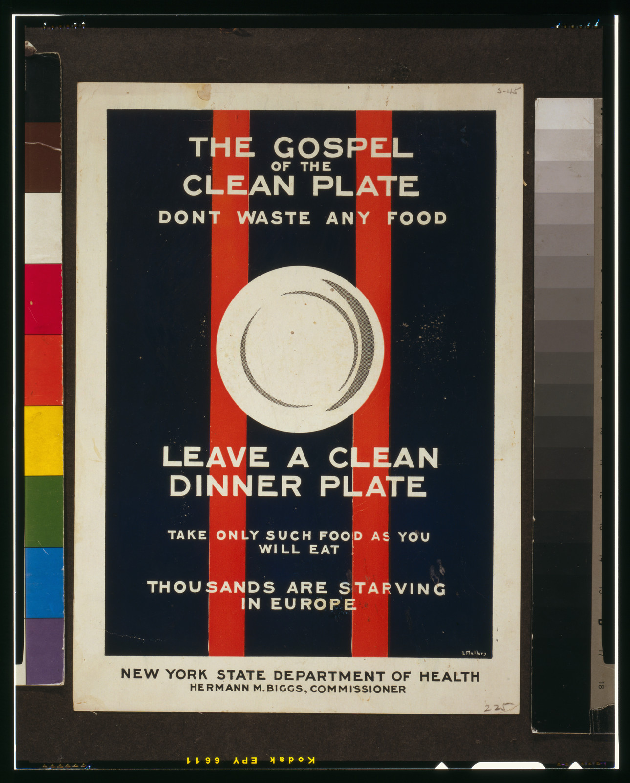 The gospel of the clean plate, don't waste any food / L. Mallory., [1917] — vintage poster