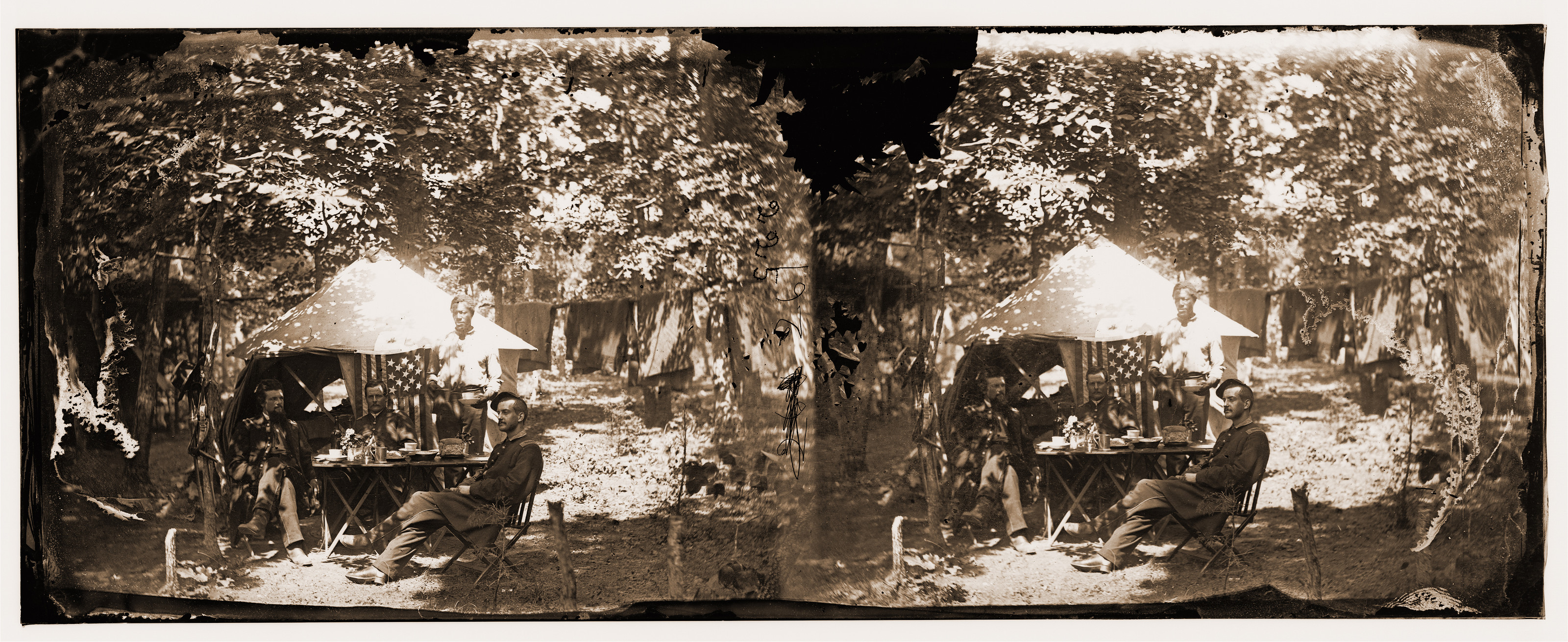 Bealton Virginia. Officers mess Company E 93d New York Volunteers, 1863 — historic photograph