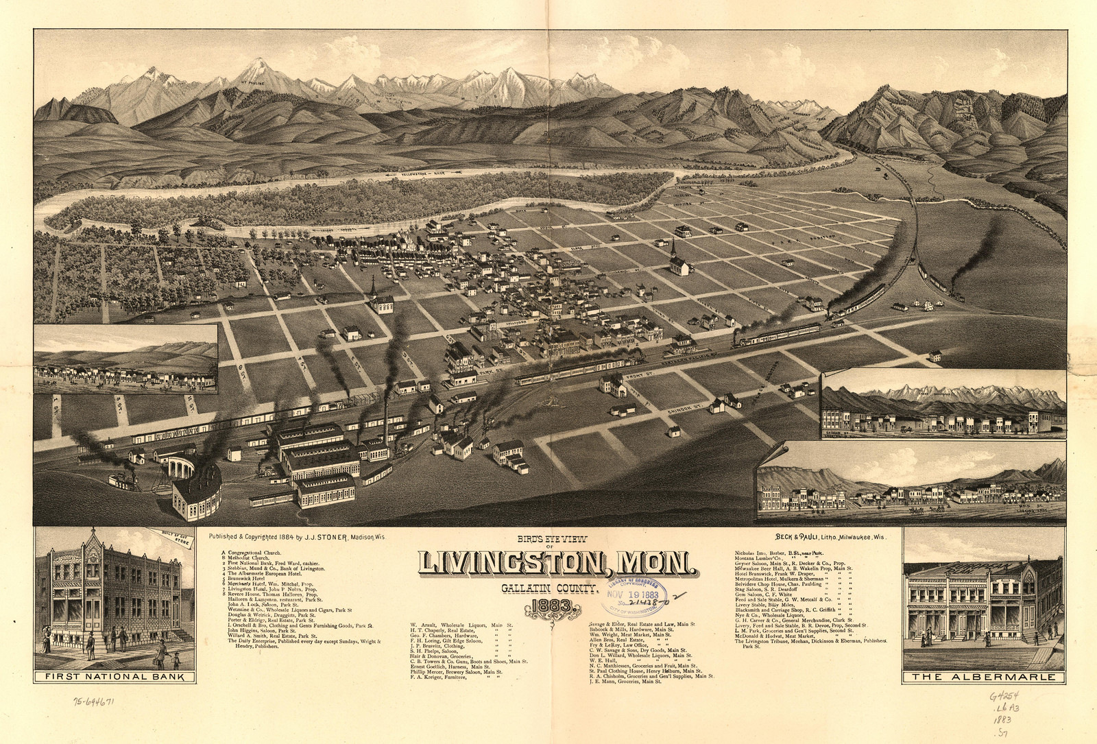 Livingston, Montana, 1884, 1884 — antique map