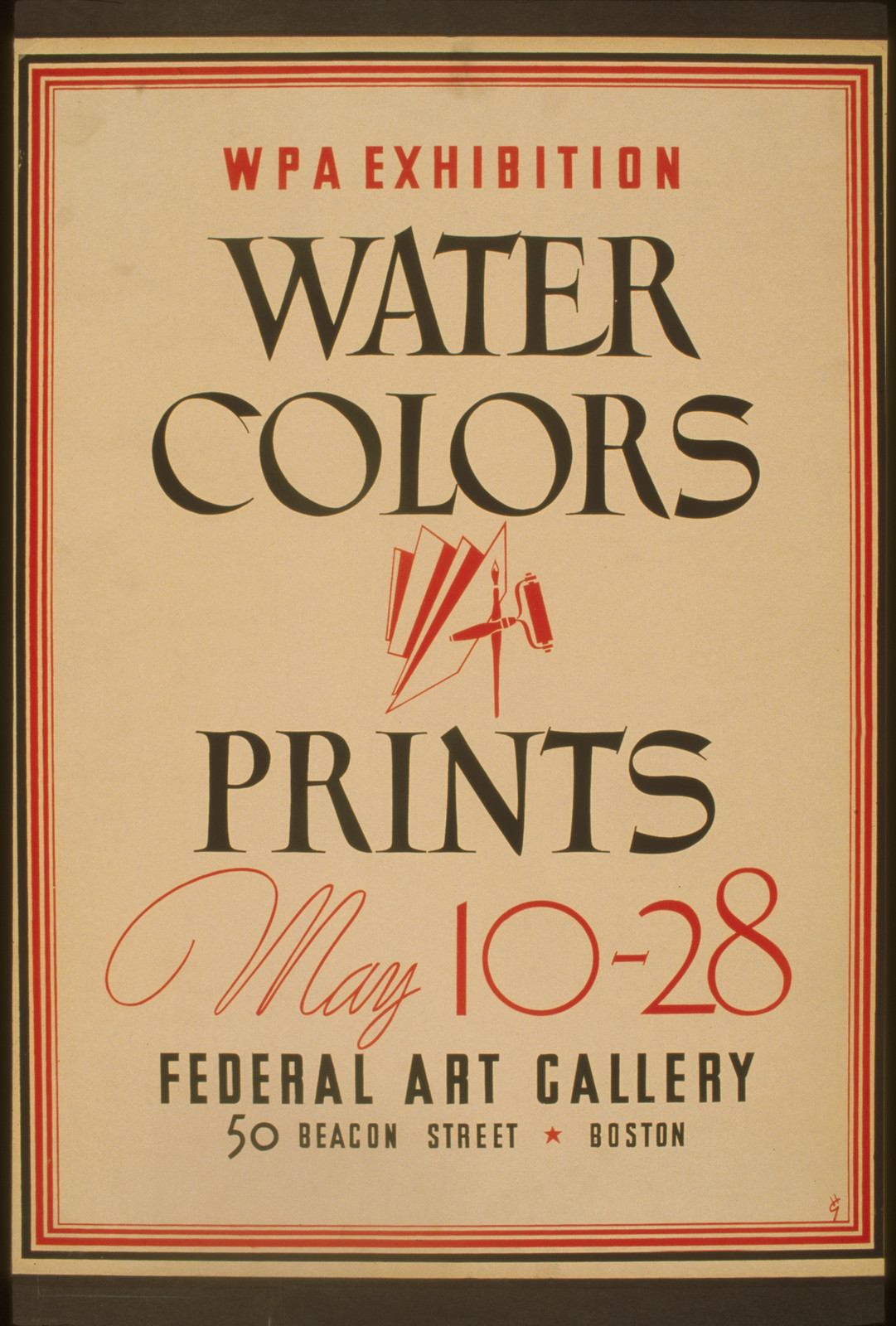 WPA Exhibition Water Colors Prints, Federal Art Gallery, Boston — historic print
