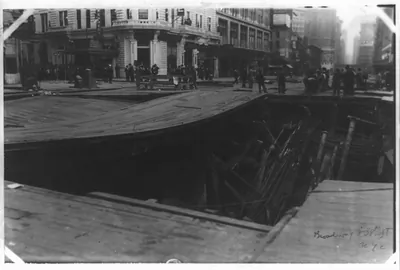 [Subway construction, Broadway and 38th Street, New York City]