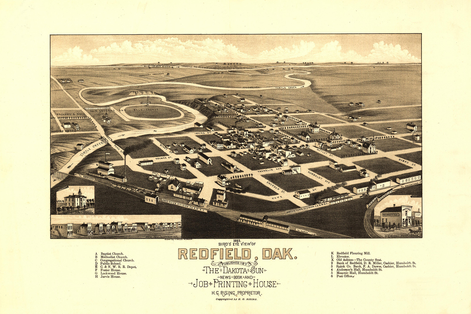 Redfield, Dakota Territory, 1883, 1883 — antique map