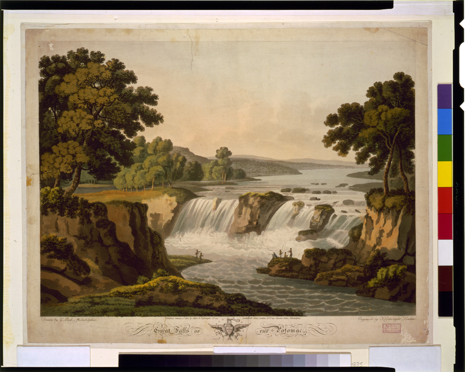 Great Falls of the Potomac / drawn by G. Beck, Philadelphia ; engraved by J. Cartwright, London., London : Published by Atkins & Nightingale, 1802. — historic print