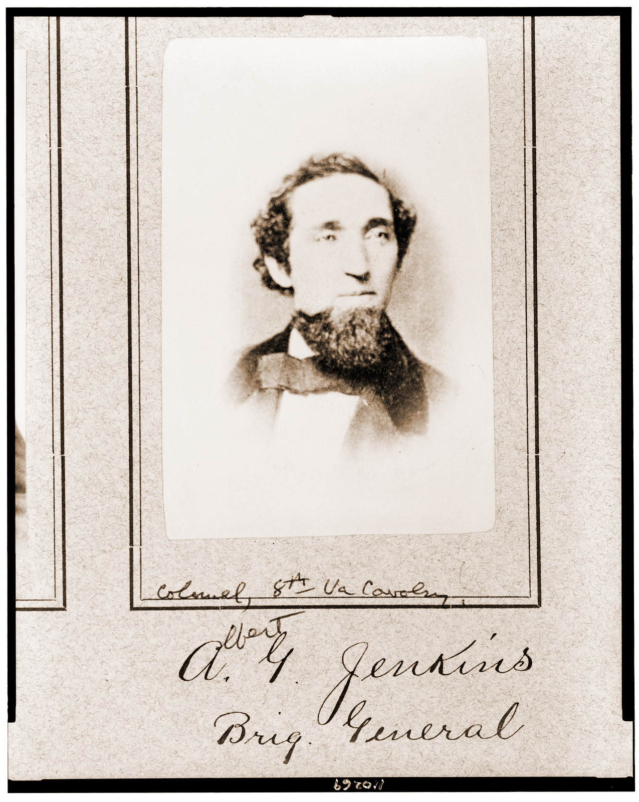 Albert G. Jenkins Brig. General head-and-shoulders portrait facing right, 1861 — historic photograph