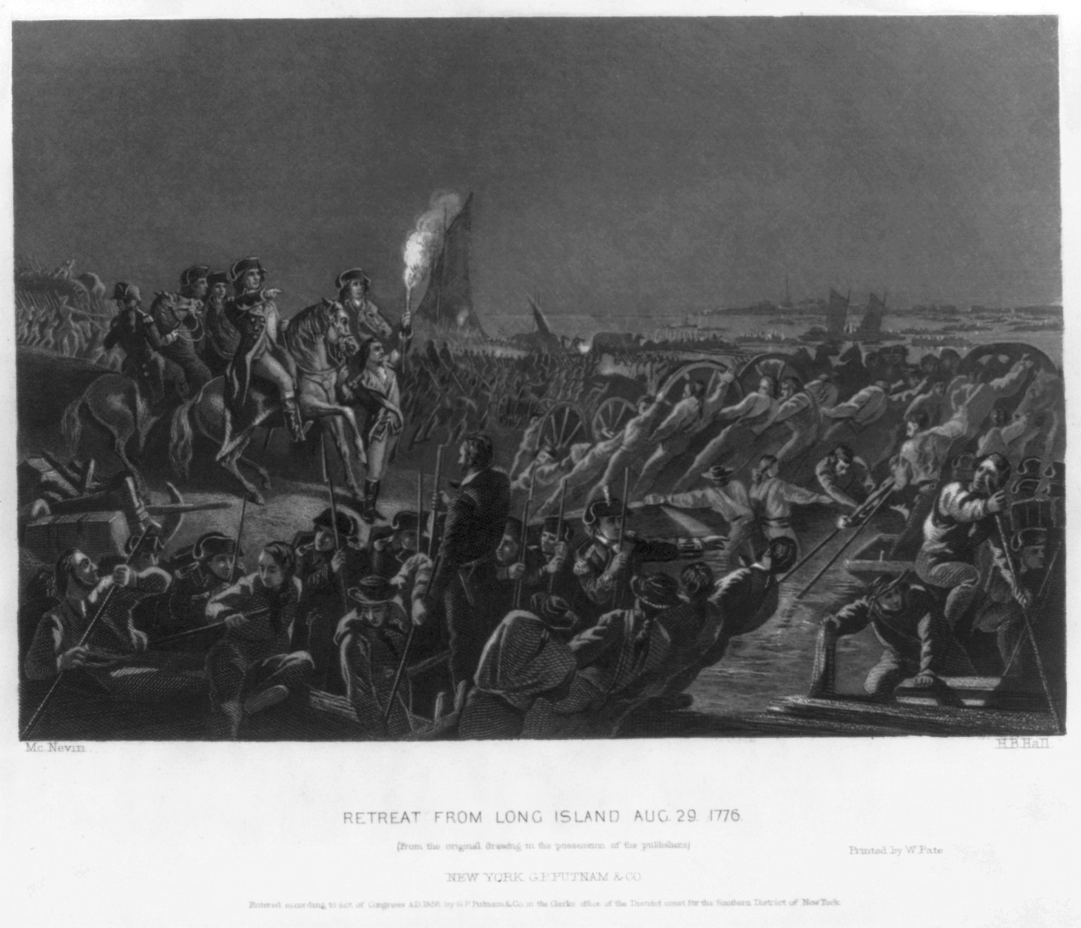 Retreat from Long Island [N.Y.], Aug. 29, 1776 — antique engraving