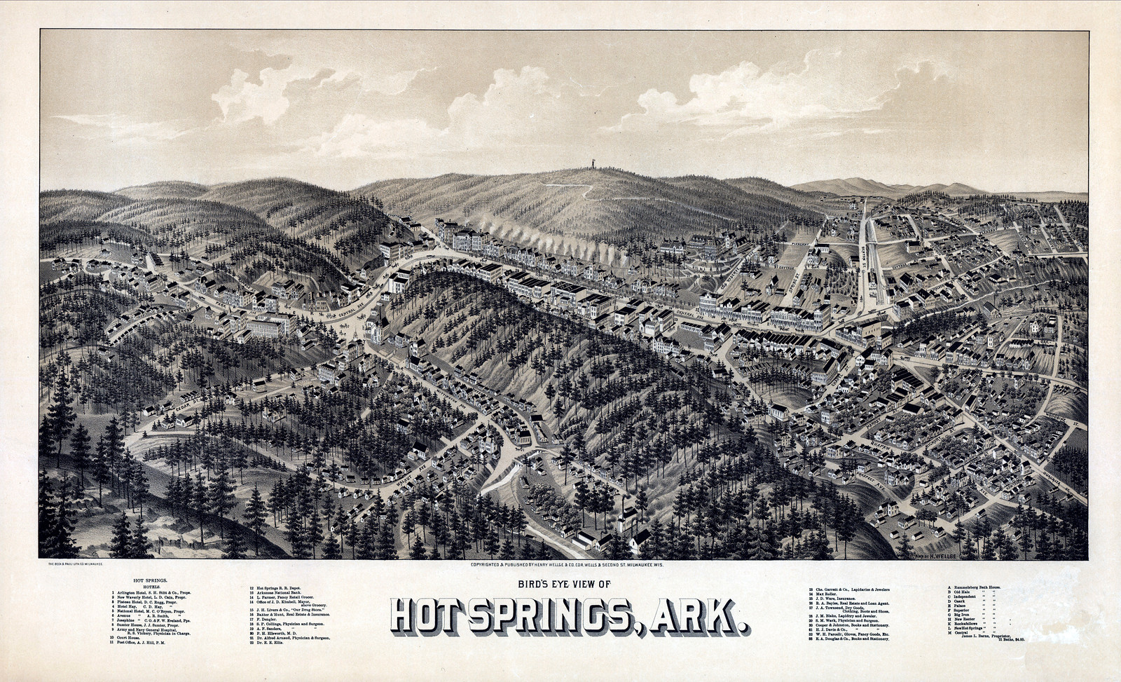 Hot Springs, Arkansas, 1888, 1888 — antique map