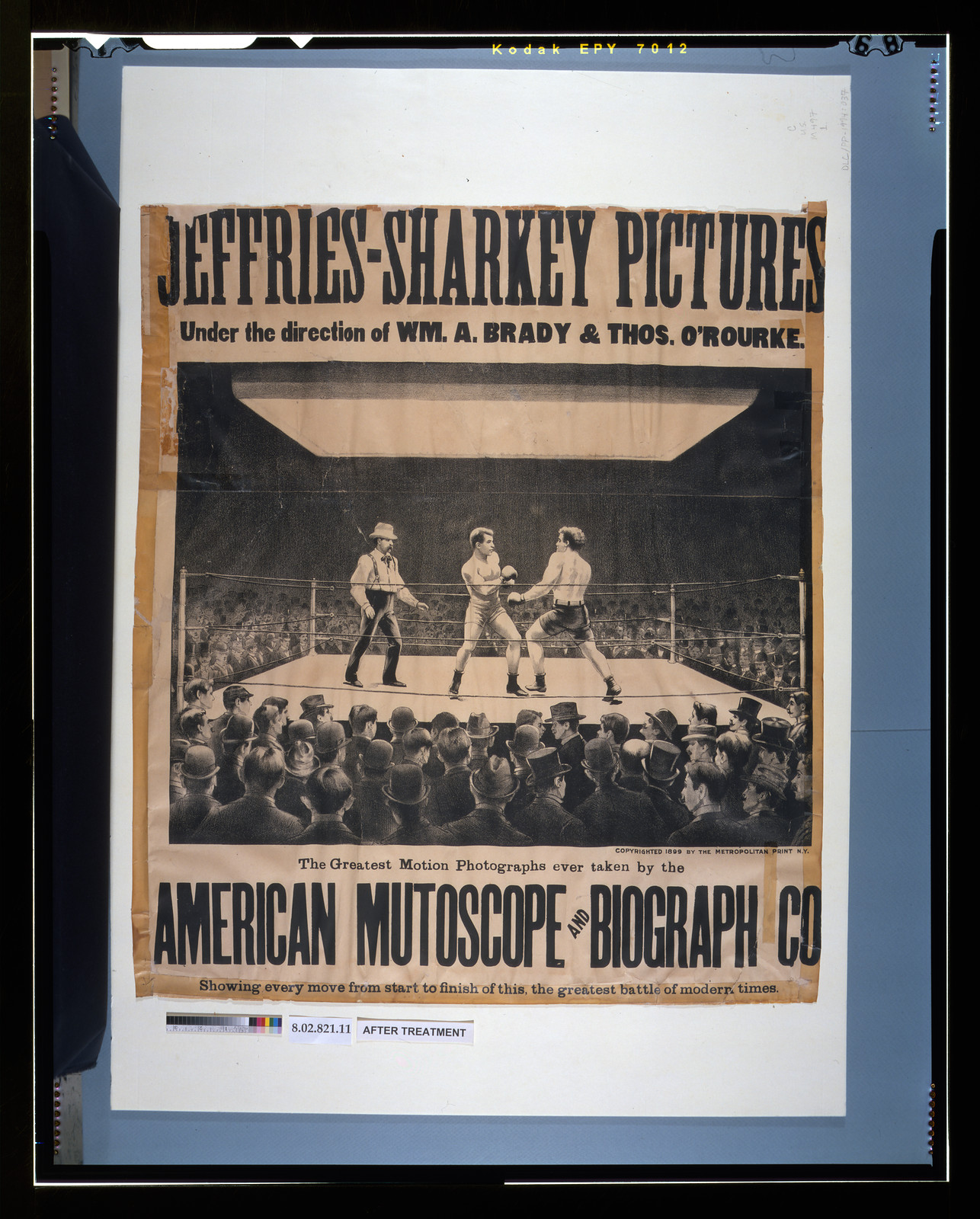 Jeffries-Sharkey Pictures boxing film poster, American Mutoscope and Biograph Co. — vintage poster