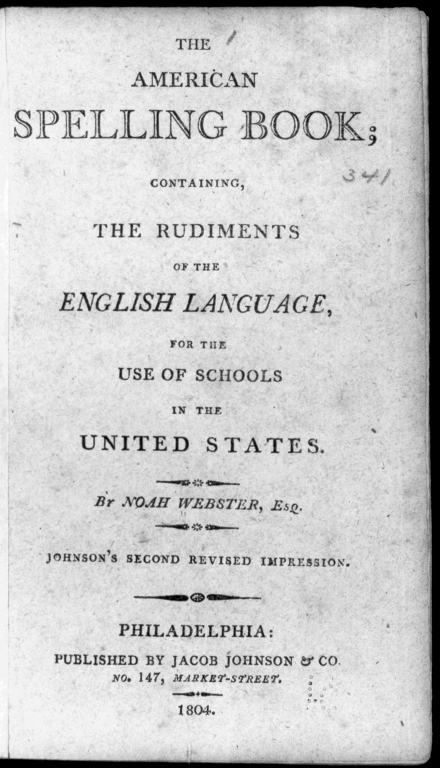 [Title page: American Spelling Book, by Noah Webster, Philadelphia, 1804] — historic print
