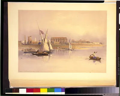General view of the ruins of Luxor from the Nile 1838 / David Roberts, R.A.