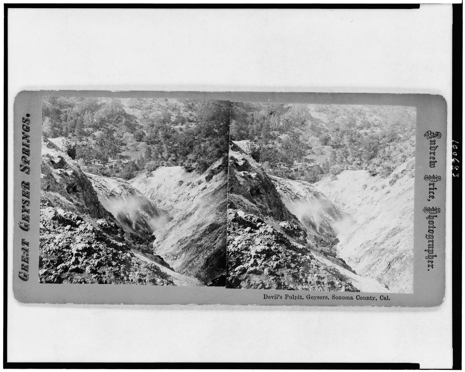 Devil's Pulpit, Geysers, Sonoma County, Cal. / Andrew Price, photographer., [ca. 1880] — historic photograph