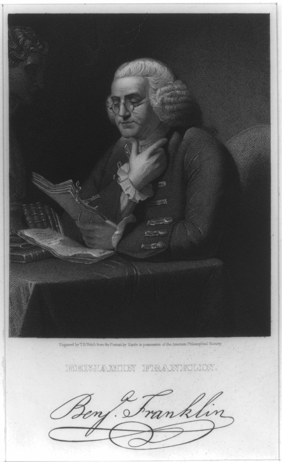 Benjamin Franklin, [no date recorded on caption card] — antique engraving