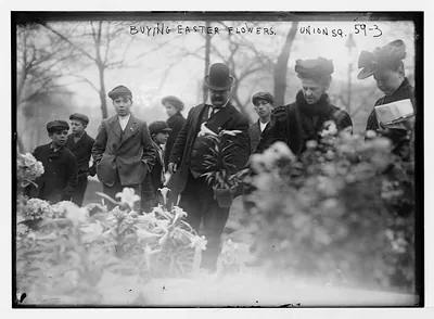 Buying Easter flowers in Union Square, New York