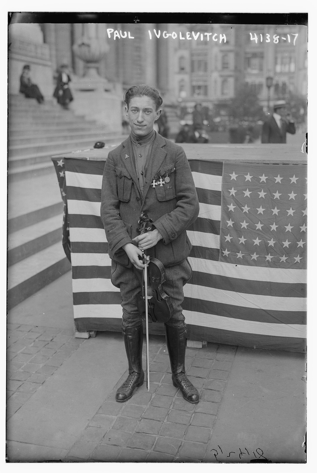 Paul Ingolevitch with violin, n/a — historic photograph