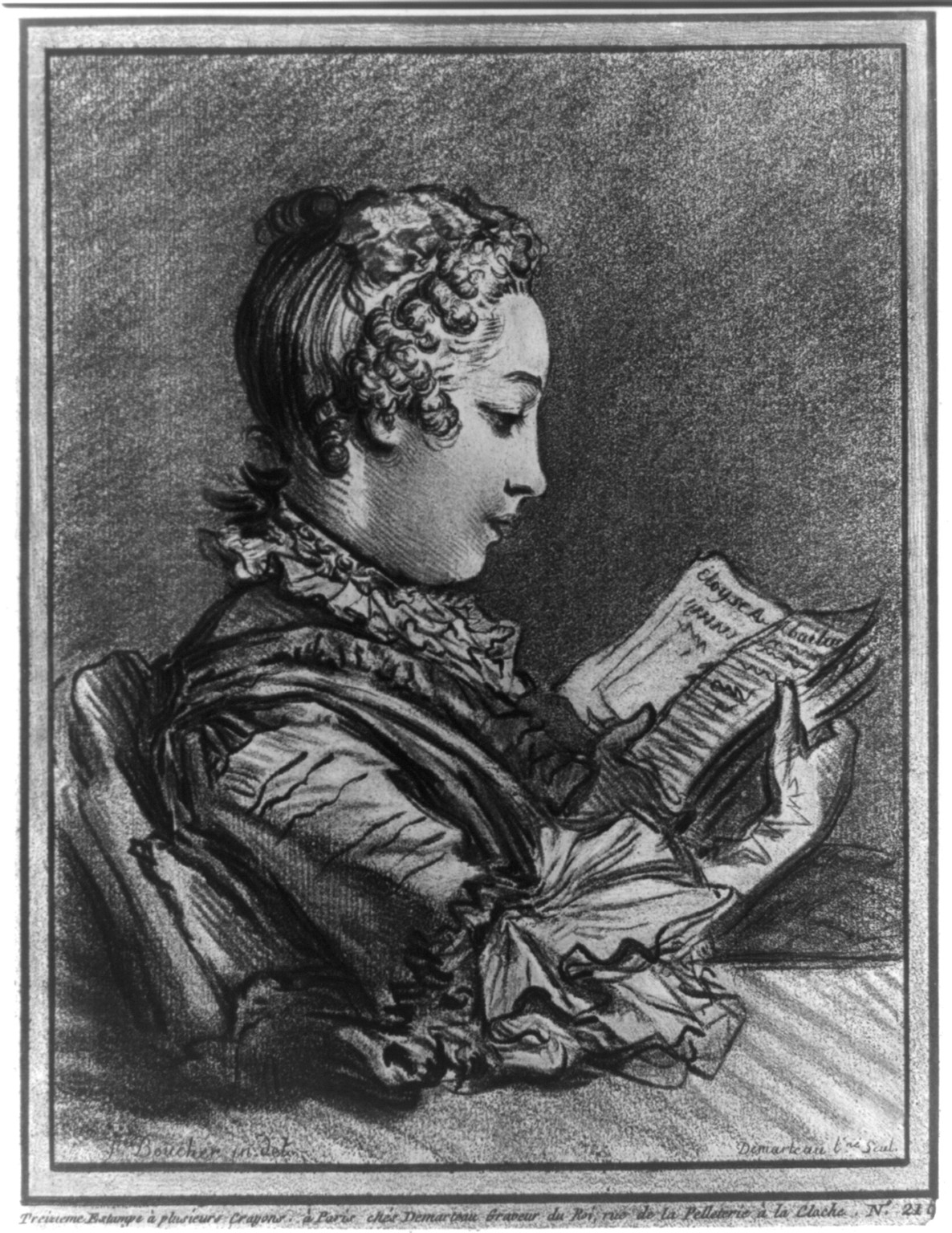 [Woman reading a book (Eloyse et Abailard)] / F. Boucher in del.; Demarteau...Scul. — historic print