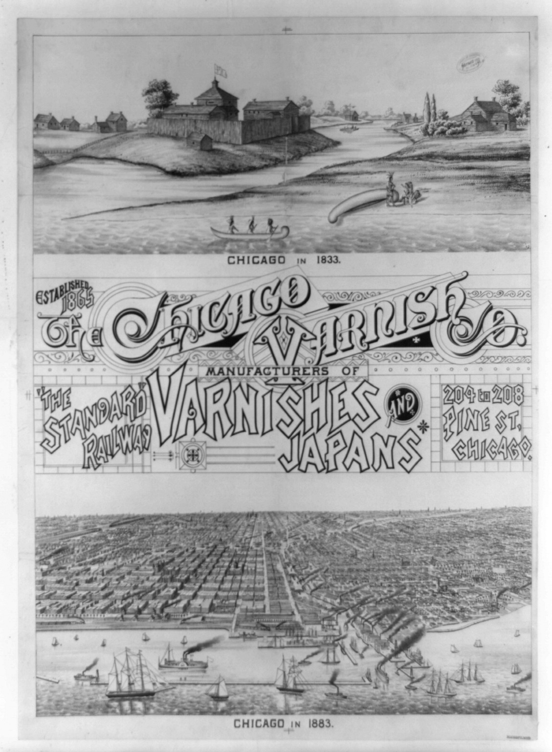 Chicago in 1833. Chicago in 1883, c1883 Aug. 27. — historic print