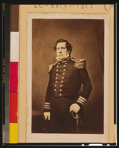 [Commodore Matthew C. Perry, three-quarter length portrait, standing, facing slightly left with left hand resting on sword]