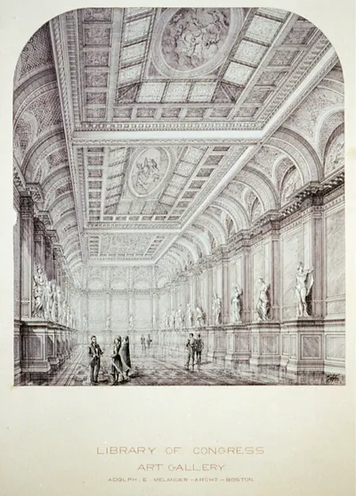 [Library of Congress, Washington, D.C. Art gallery, interior perspective]