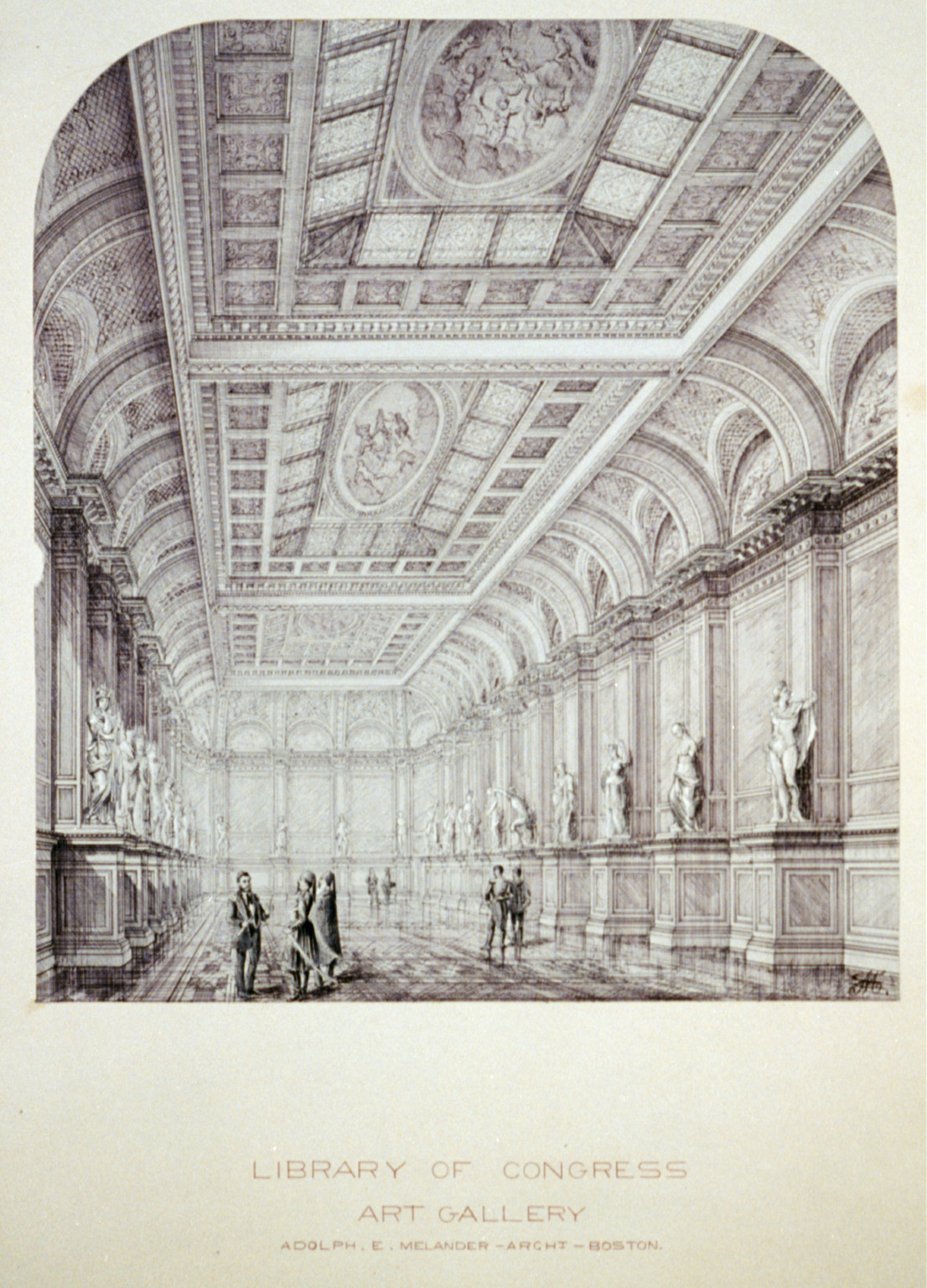 [Library of Congress, Washington, D.C. Art gallery, interior perspective], and Engineering (ADE) Drawings" (http://www.loc.gov/rr/print/res/103_ade.html)." — historic drawing
