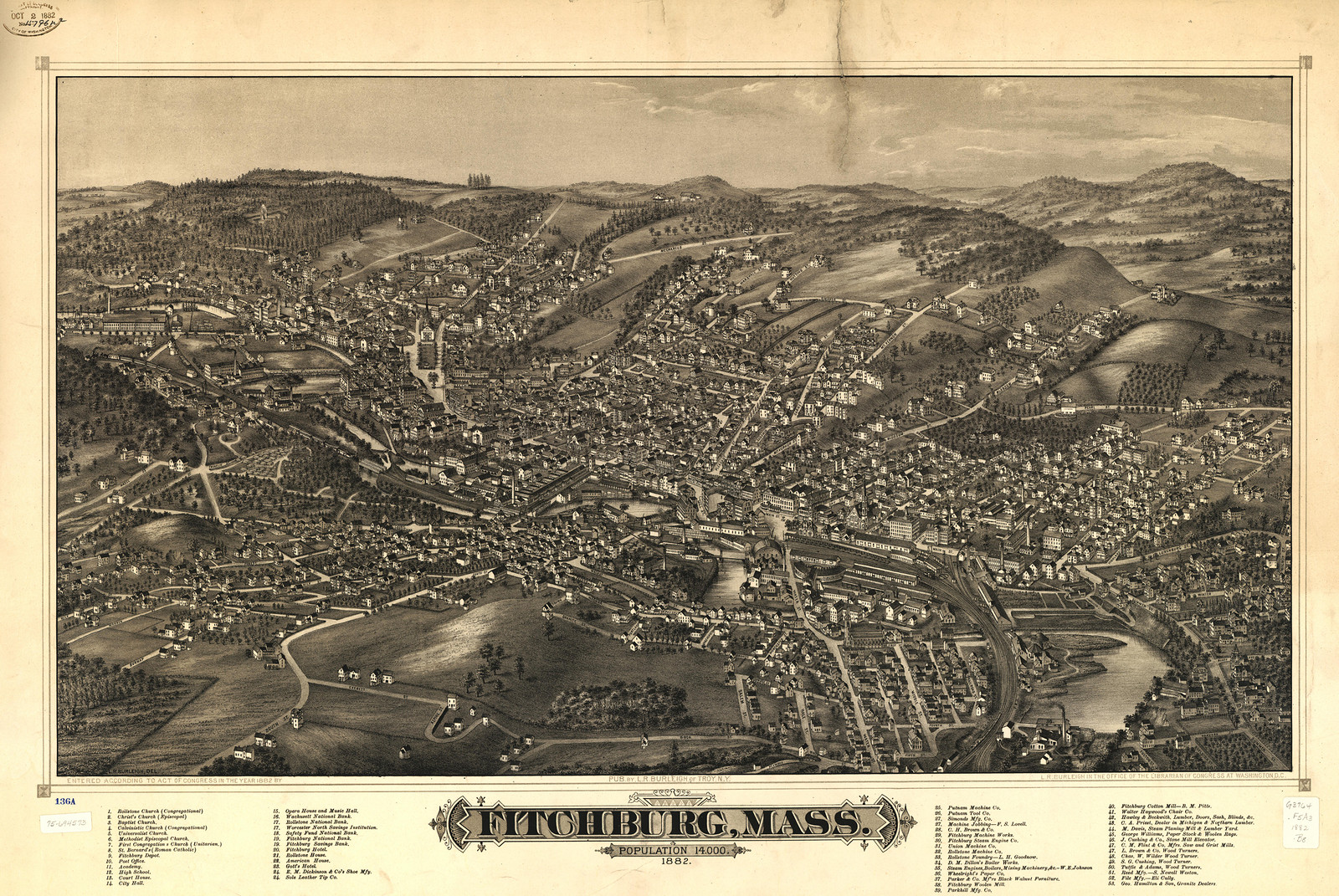 Fitchburg, Massachusetts, 1882, 1882 — antique map