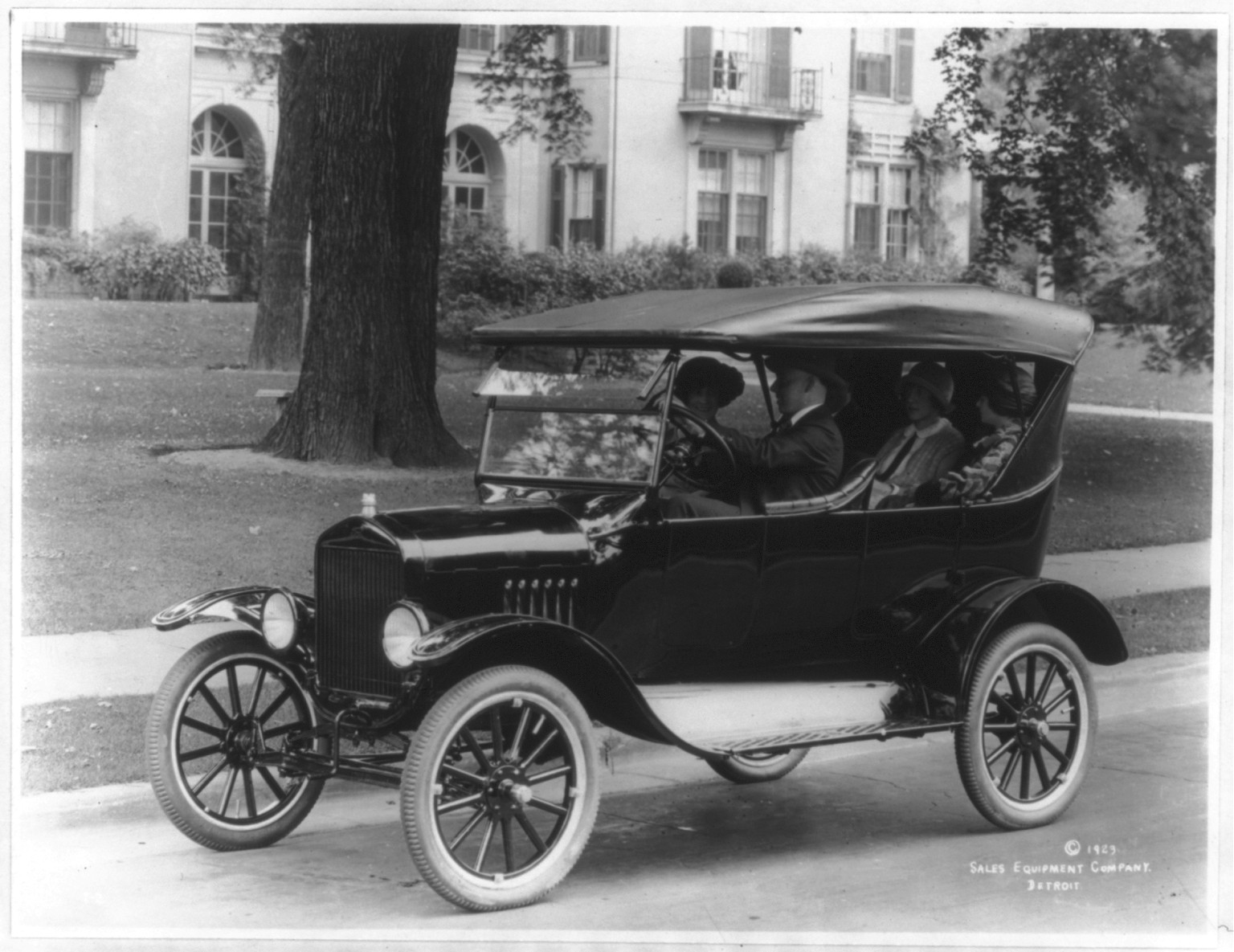 Quarter front view of Ford touring car, c1923. — historic photograph
