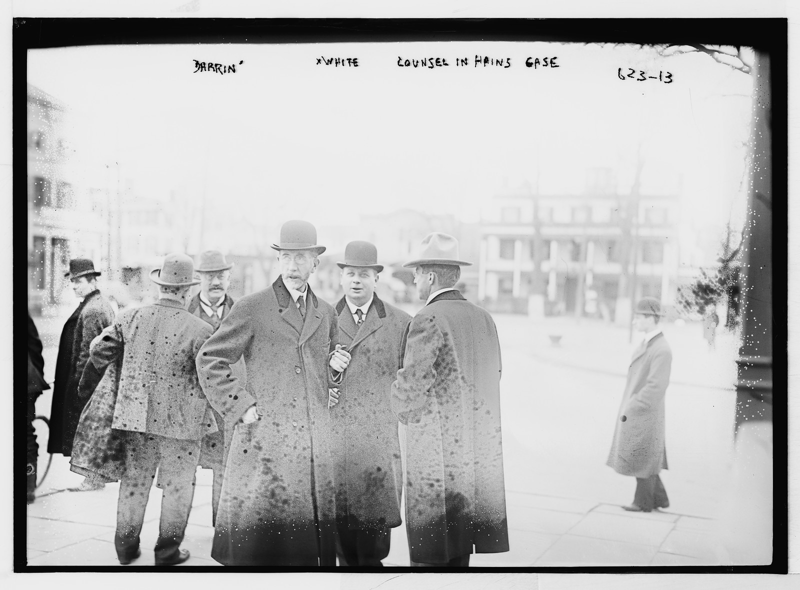 Darrin and White, counsel in Hains case, outside courthouse, Flushing, N.Y., n/a — historic photograph