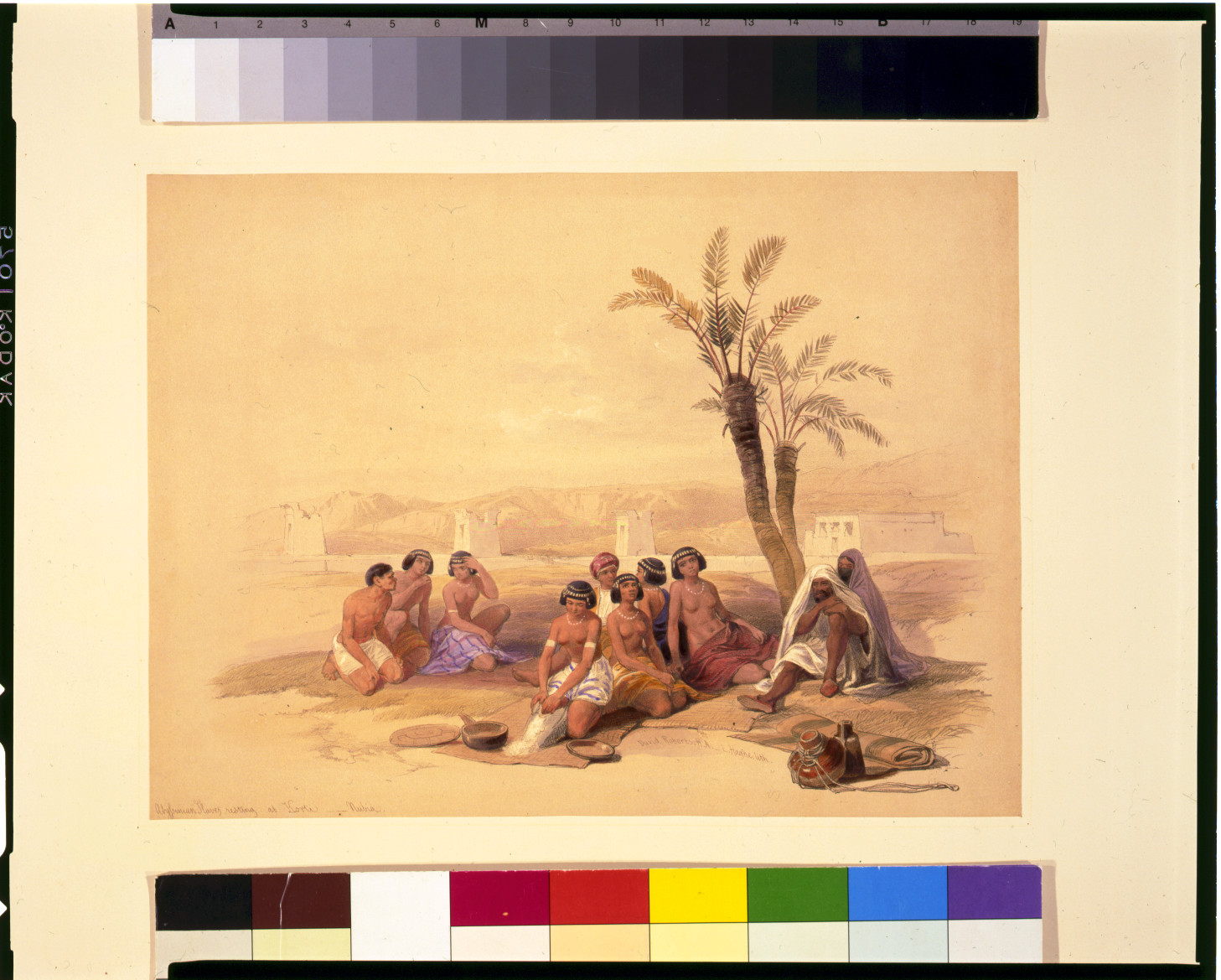 Abyssinian slaves resting at Korti Nubia / David Roberts, R.A., [published between 1846 and 1849] — antique lithograph