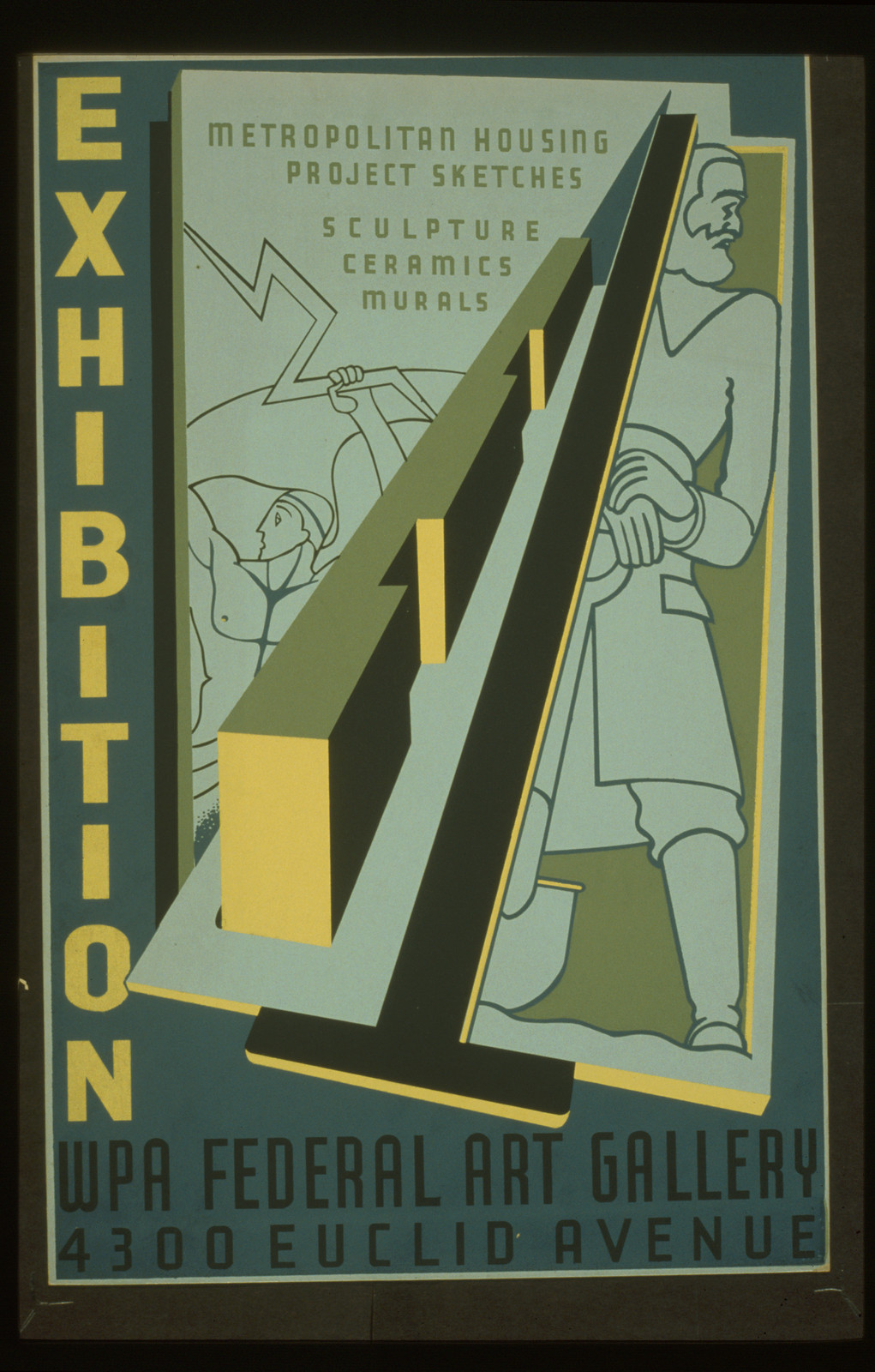 Exhibition Metropolitan housing project sketches sculpture ceramics murals., 1939 — vintage poster