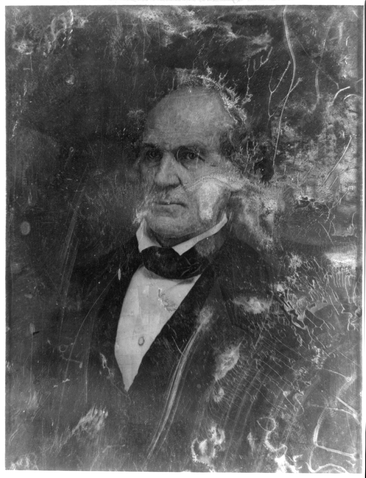 Portrait of a balding man with bow tie, 1844 — historic photograph