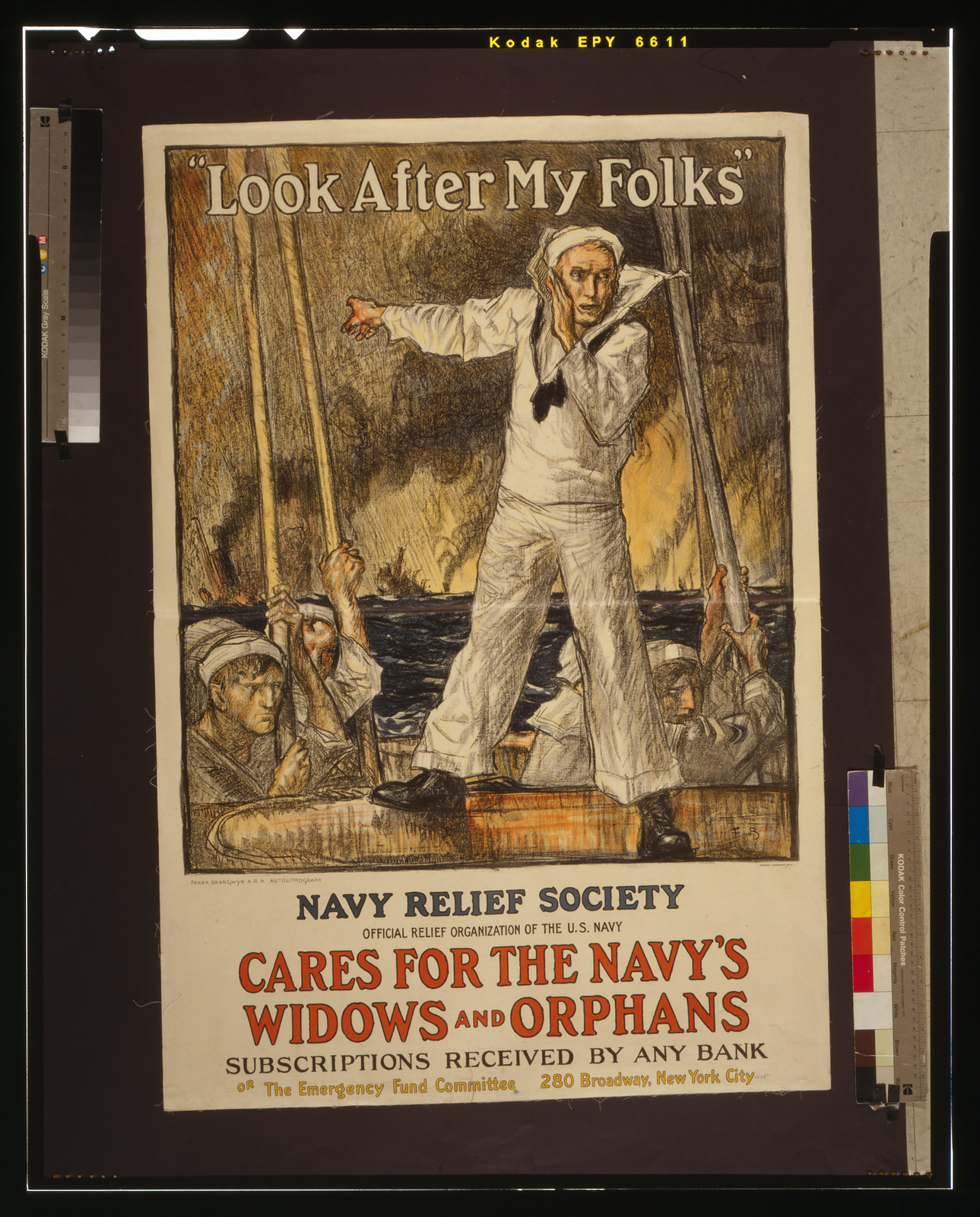 Look after my folks / Frank Brangwyn A.R.A. autolithograph ; American Lithographic Co. N.Y., [1917] — vintage poster