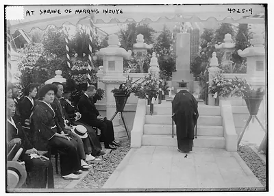 At shrine of Marquis Inouye