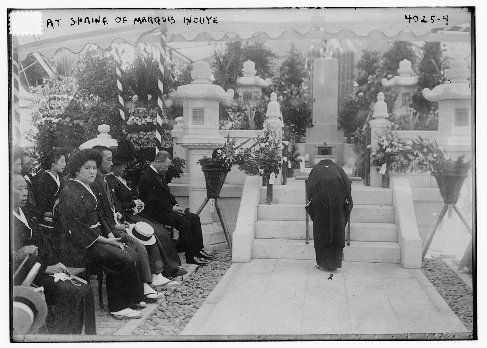 At shrine of Marquis Inouye, n/a — historic photograph