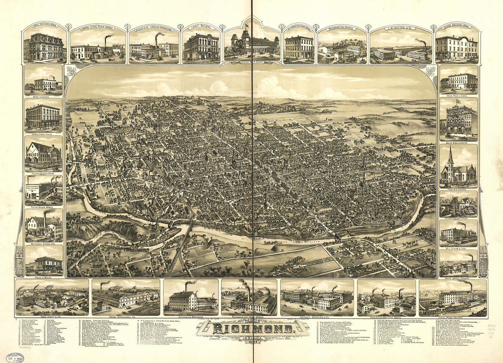 Richmond, Indiana, 1884, 1884 — antique map