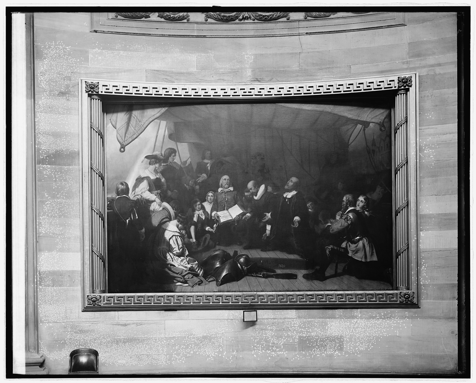 Embarkation of Pilgrims at Delft-Haven painting in Capitol — historic photograph
