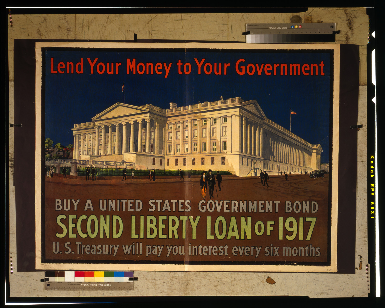 Lend your money to your government Buy a United States government bond, second Liberty Loan of 1917, U.S. Treasury will pay you interest every six months., N[ew] Y[ork] : American Lithographic Co., [1917]. — vintage poster