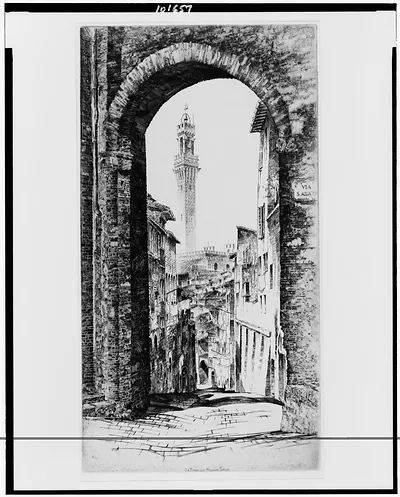 La Mangia, Siena / John Taylor Arms, 1927.