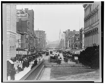 [View looking up F Street from the Patent Office to the Treasury building, Washington, D.C.]