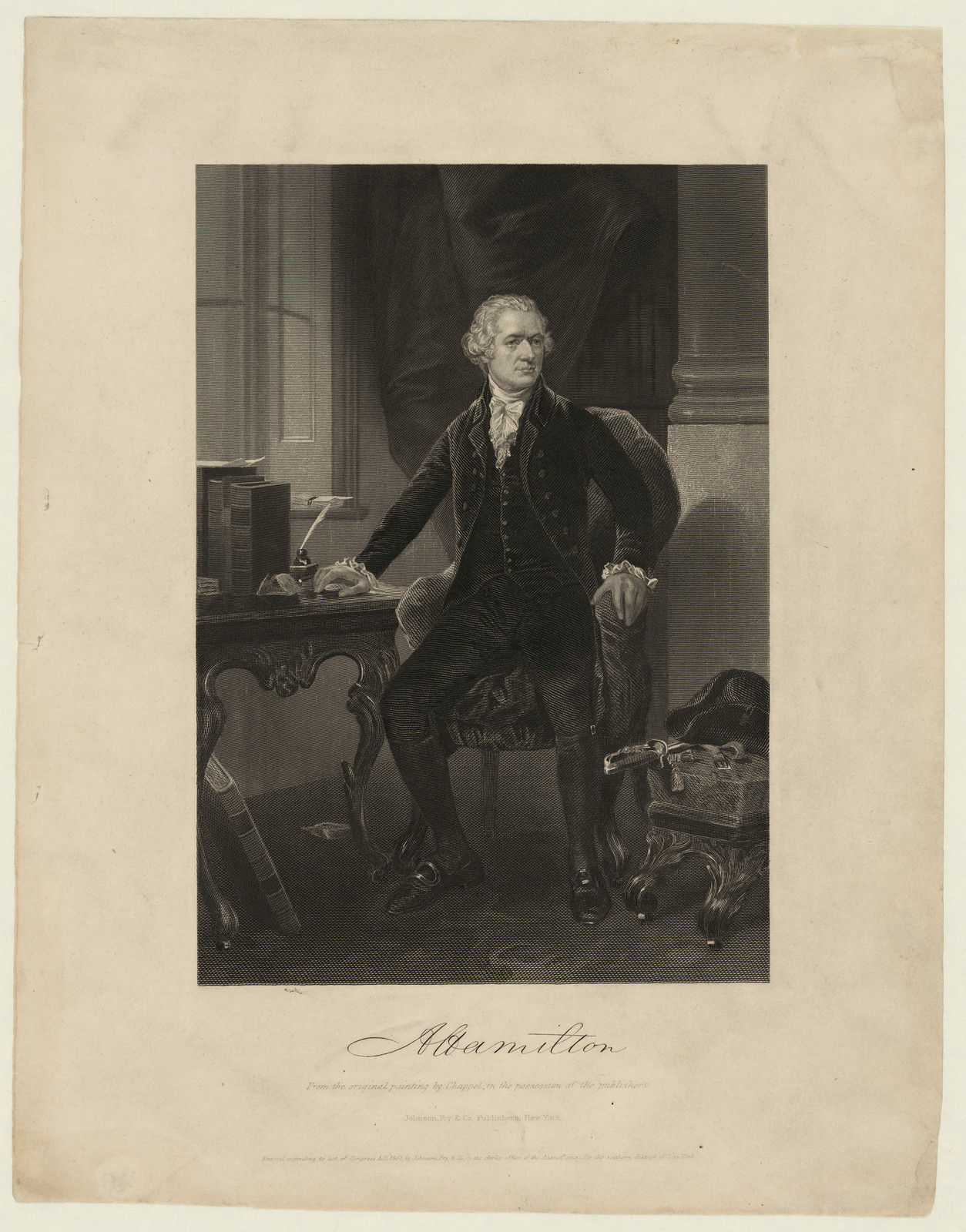 A Hamilton from the original painting by Chappel, in the possession of the publishers, New York : Johnson, Fry & Co., 1861. — antique engraving