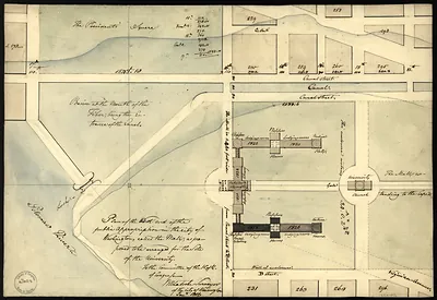 Manuscript plan of the west end of the Mall, Washington