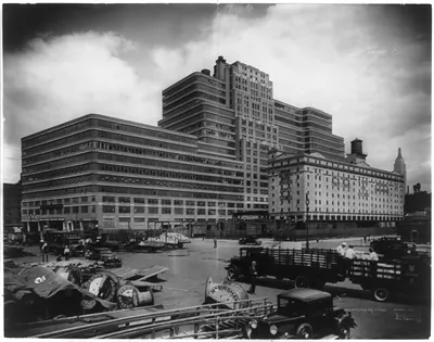 Starrett-Lehigh Building [with Empire State building(?) in right background, New York City]