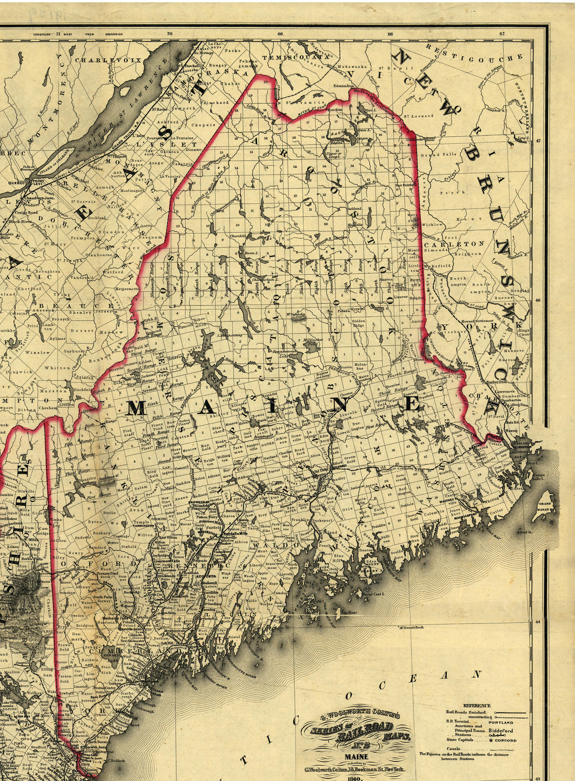 Maine 1860, Maine — antique map