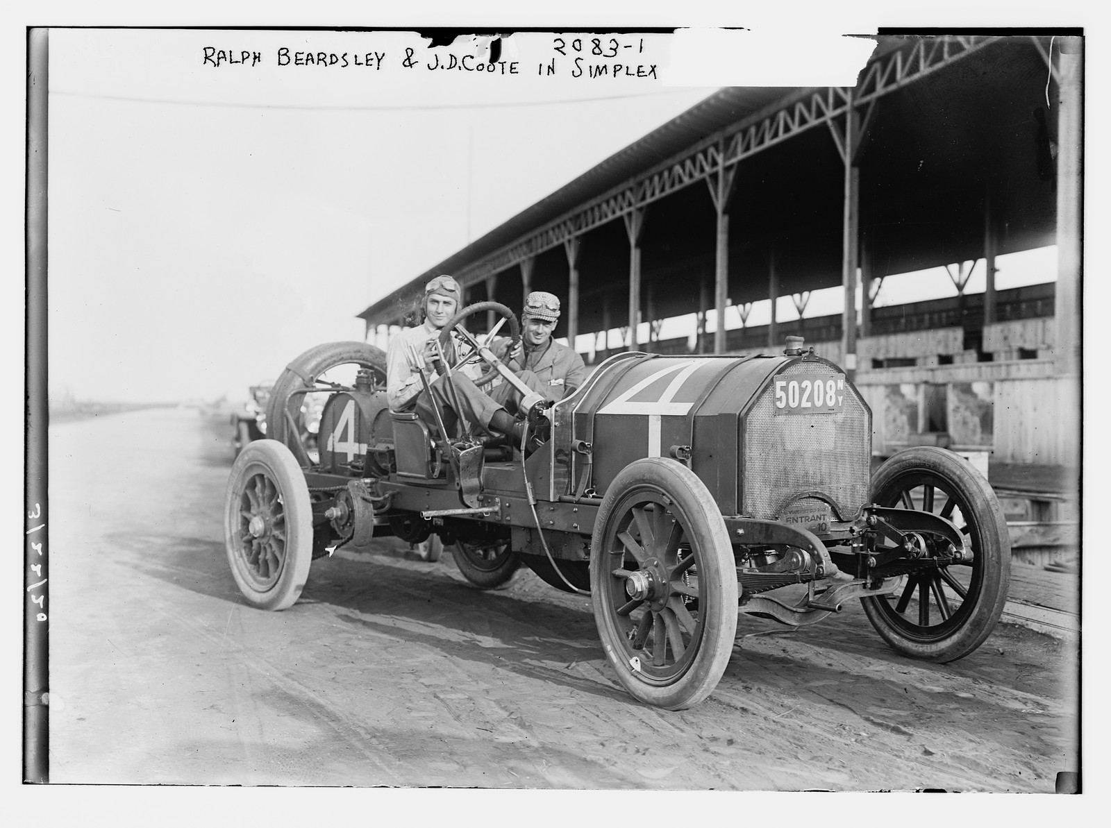 Ralph Beardsley and J.D. Coote in Simplex, n/a — historic photograph