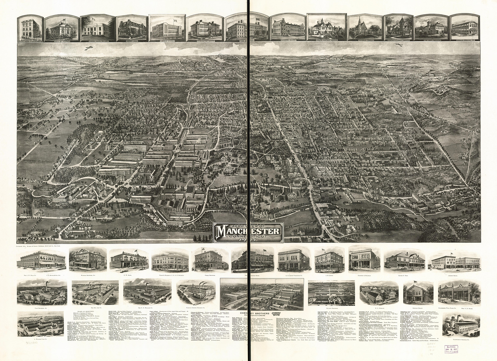 Manchester, Connecticut, 1914, 1914 — antique map
