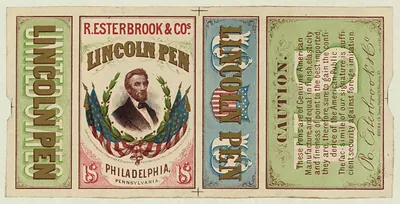 Lincoln Pen label by R. Esterbrook & Co., Philadelphia
