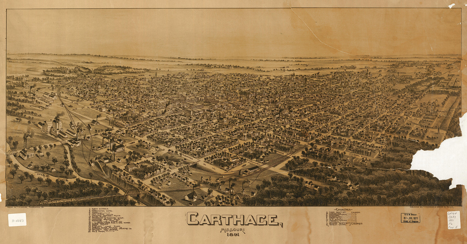 Carthage, Missouri, 1891, 1891 — antique map