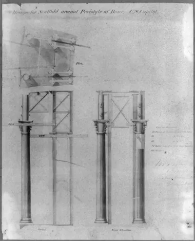 Design for scaffold around peristyle of dome