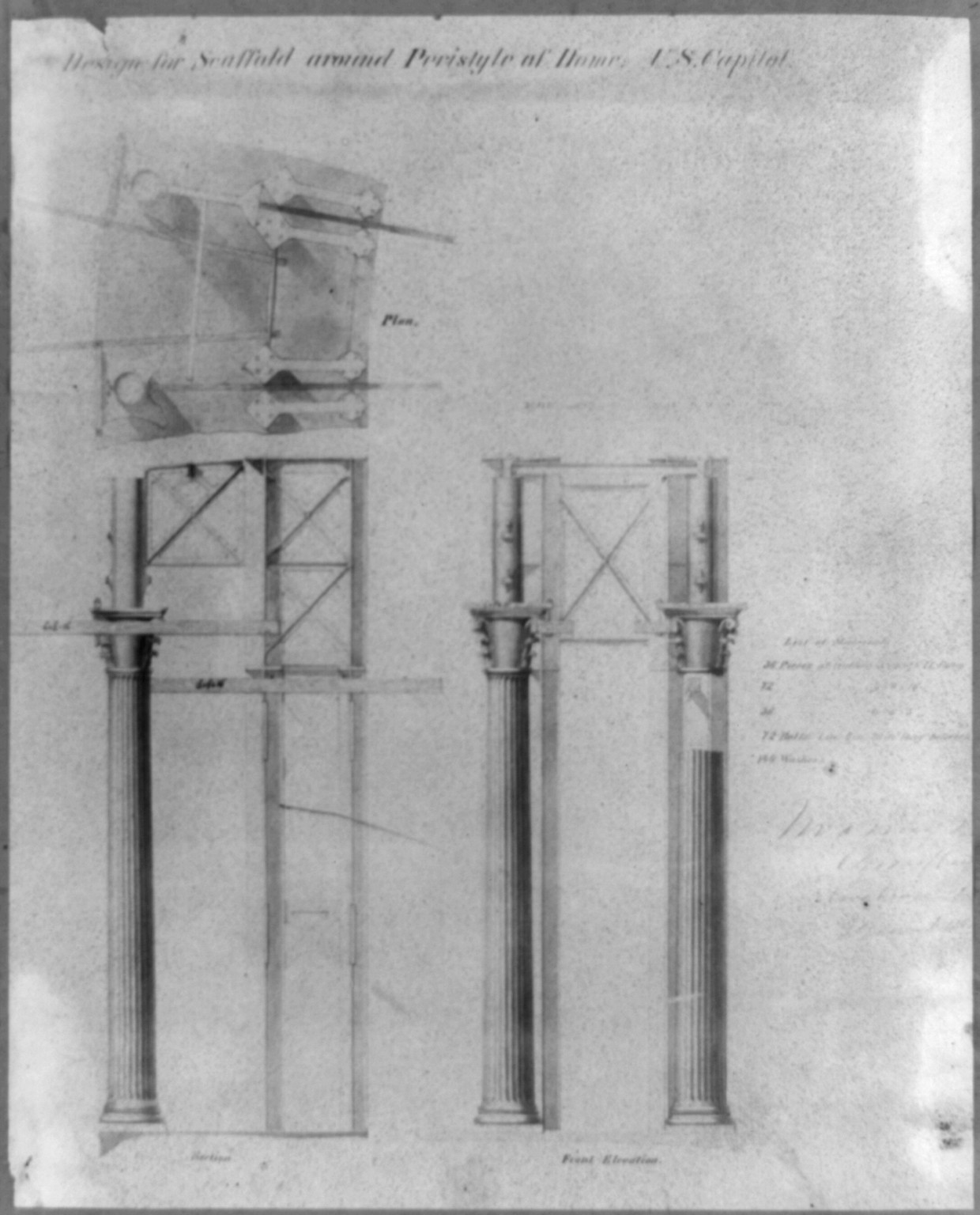 Design for scaffold around peristyle of dome, [between ca. 1852 and ca. 1860] — historic photograph