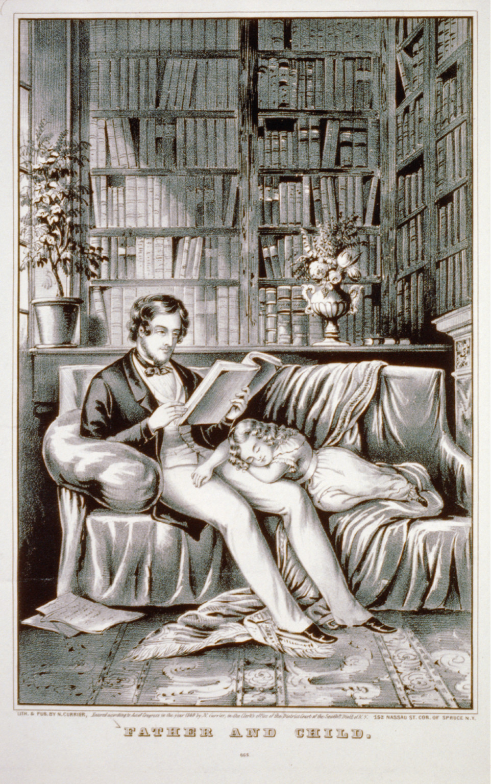 Father and child, New York : Published by N. Currier, c1849. — antique lithograph