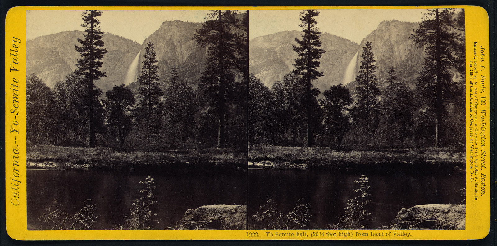 Yo-Semite Fall (2634 feet high) from head of valley, 1870 — historic photograph