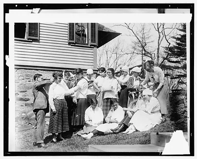 [Women practice with bandages]