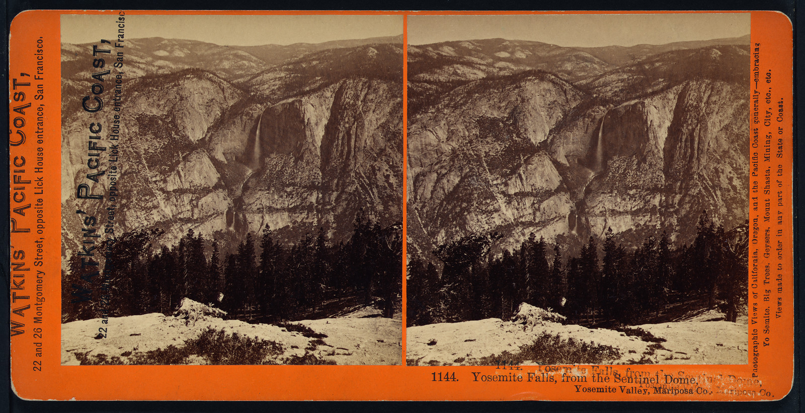 Yosemite Falls from the Sentinel Dome Yosemite Valley Mariposa Co., 1861 — historic photograph